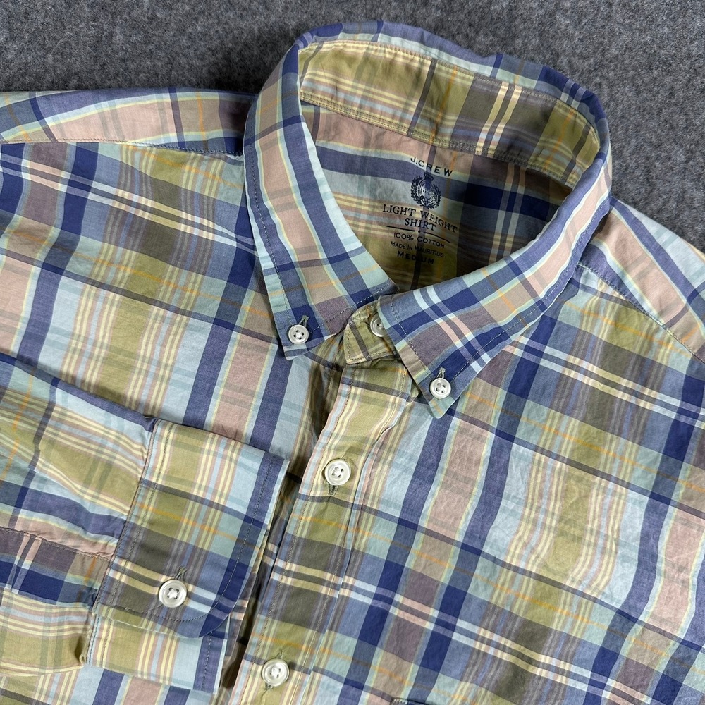 J. Crew Mens Medium Lightweight Plaid‎ Button Down Shirt Cotton Casual